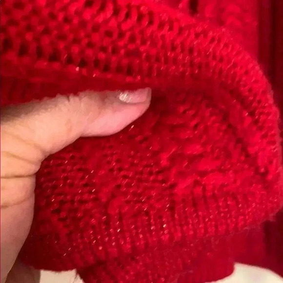 Red Croft & Barrow  Crew Neck Ribbed Sweater w A Bit of Holiday Sparkle - Picture 6 of 7